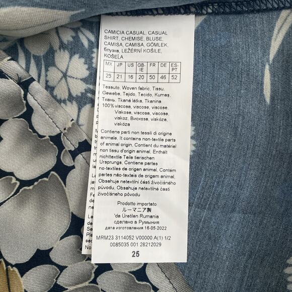 Marina Rinaldi Bardo Top Blouse Button Down Shirt Floral Print Long Sleeve 16 - Picture 5 of 7